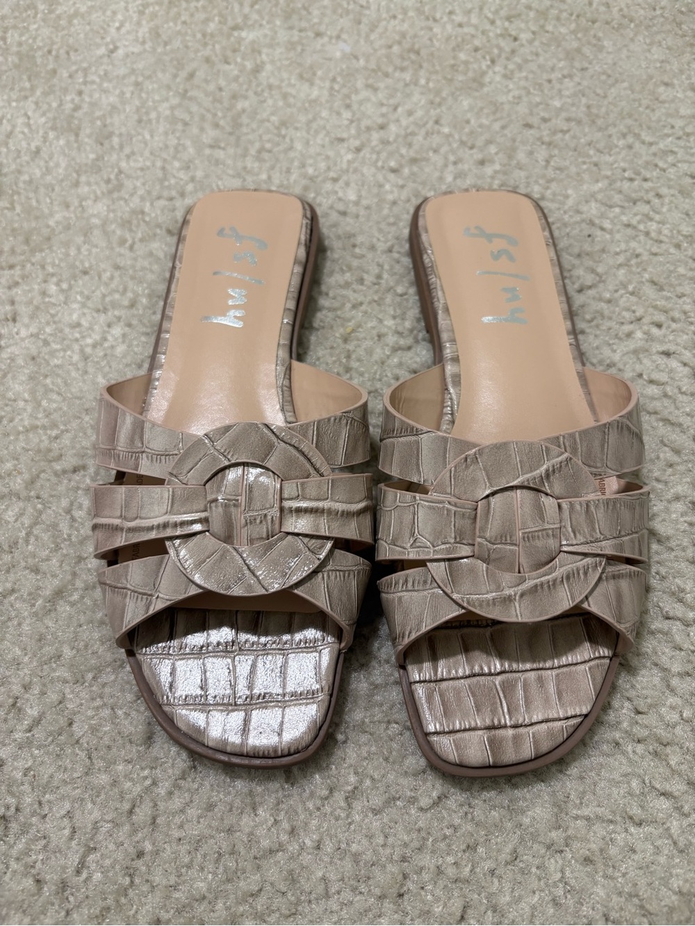 French Sole Taupe Croc Flats